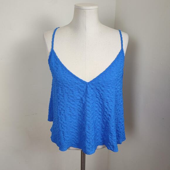 Lilly Pulitzer Tank Top Womens Large Blue Textured Adjustable Straps V Neck - Picture 2 of 12